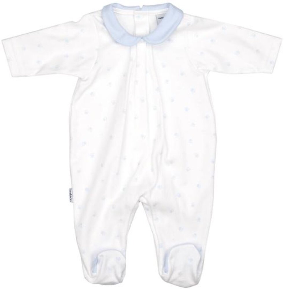 Babidu Huellas Peter Pan Collar Footie - Sky Blue - NEW